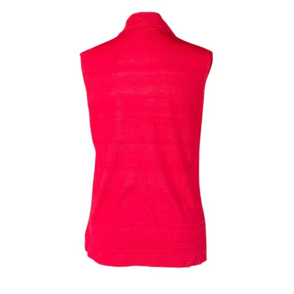Cable & Gauge 100% Silk Sleeveless Mock Neck Top – Red, Size L - Picture 4 of 8